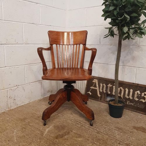 fig 2. ANTIQUE EDWARDIAN OAK SWIVEL DESK CHAIR C@900