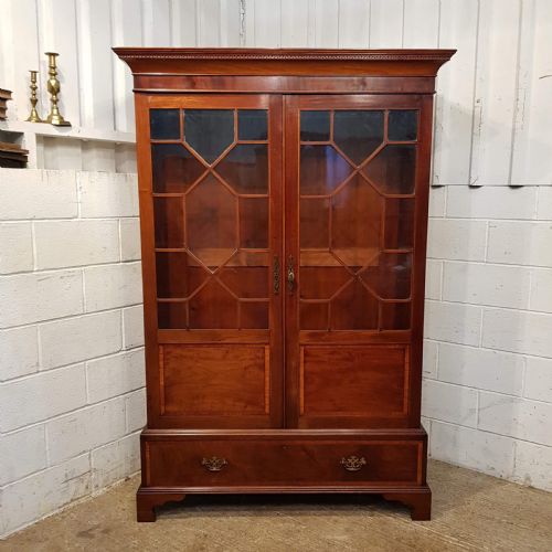 fig 1. ANTIQUE REG NCY MAHOGANY ASTRAGAL GLAZED DOUBLE WARDROBE C1820