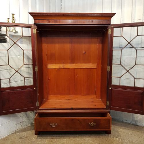 fig 2. ANTIQUE REG NCY MAHOGANY ASTRAGAL GLAZED DOUBLE WARDROBE C1820