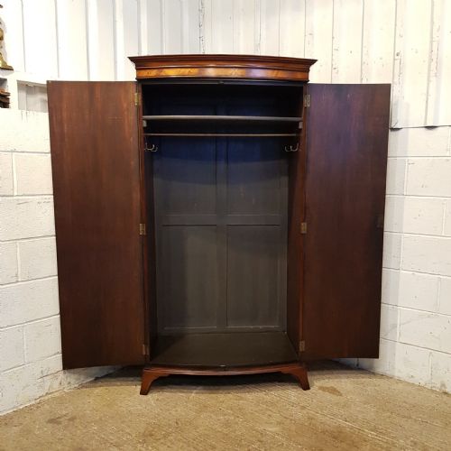 fig 2. ANTIQUE EDWARDIAN MAHOGANY BOW FRONT DOUBLE WARDROBE C1900