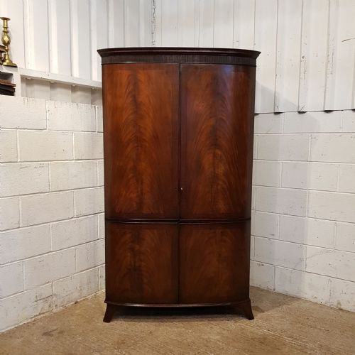 fig 1. ANTIQUE EDWARDIAN MAHOGANY BOW FRONT DOUBLE WARDROBE C1900