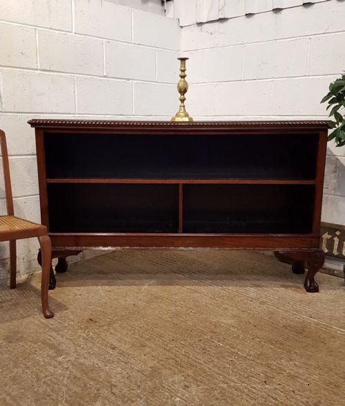 Antique Edwardian Mahogany Long Low Open Bookcase C1900