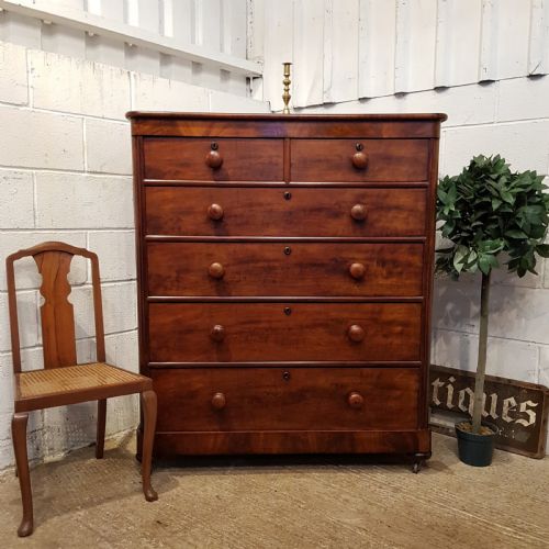 Antique Victorian Mahogany Tall Chest of Drawers C1880