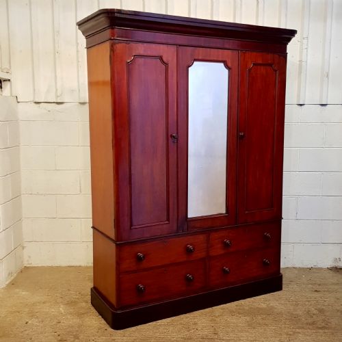 fig 1. ANTIQUE VICTORIAN MAHOGANY DOUBLE WARDROBE C1880