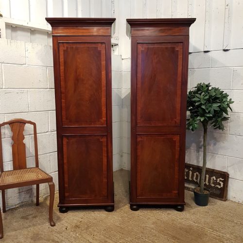 Antique Pair Regency  Mahogany Sentry Box Single Wardrobes C1820