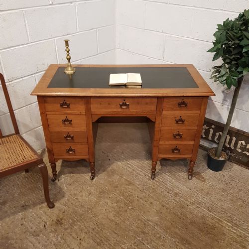 Antique Edwardian Oak Twin Pedestal Desk C1900