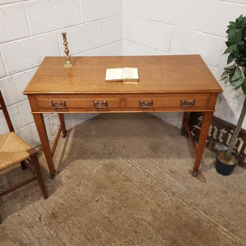 Antique Arts & Crafts Golden Oak Writing Desk C1890