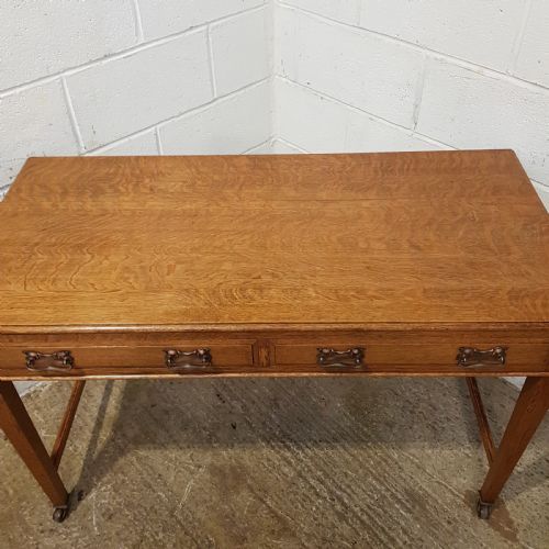 fig 2. ANTIQUE ARTS & CRAFTS GOLDEN OAK WRITING DESK C1890