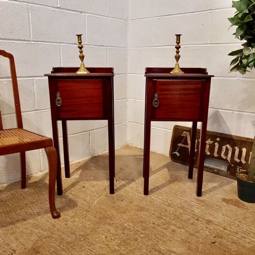 Antique Pair Mahogany Bedside Cabinets C1920