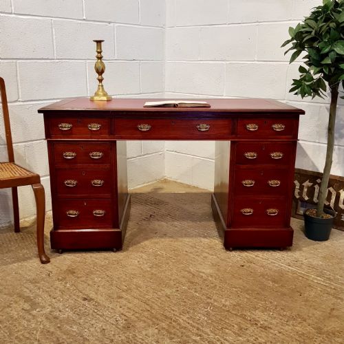 Antique Late Victorian Mahogany Pedestal Desk C1890