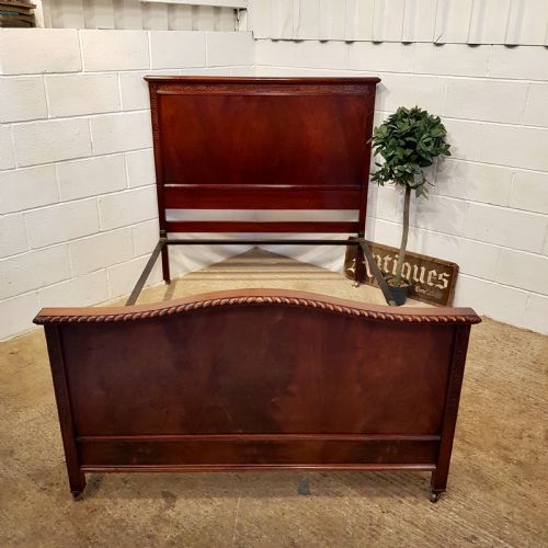Antique Edwardian Chippendale Mahogany Double Bed C1900