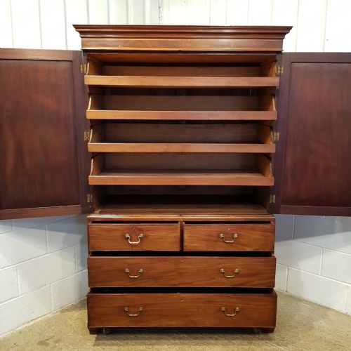 fig 1. ANTIQUE REGENCY MAHOGANY LINEN PRESS C1820