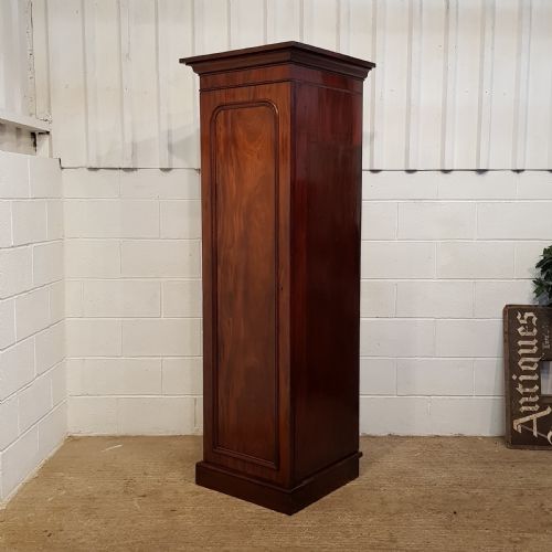 fig 1. ANTIQUE PAIR VICTORIAN FLAMED MAHOGANY SENTRY WARDROBES C1880