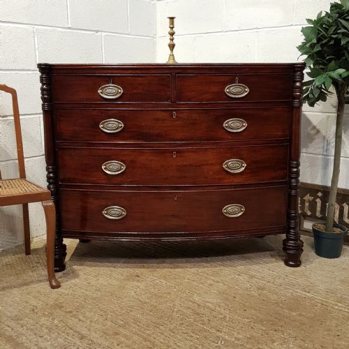 Antique William 1v Mahogany Bow Front Chest of Drawers C1830