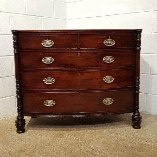 fig 2. ANTIQUE WILLIAM 1V MAHOGANY BOW FRONT CHEST OF DRAWERS C1830