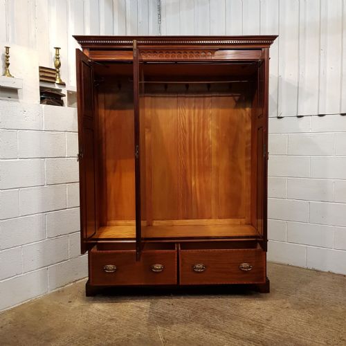 fig 2. ANTIQUE SMALL EDWARDIAN INLAID MAHOGANY TRIPLE WARDROBE C1900