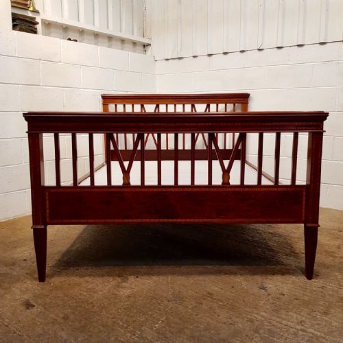 fig 1. ANTIQUE EDWARDIAN REGENCY INLAID MAHOGANY KING SIZE BED c1900