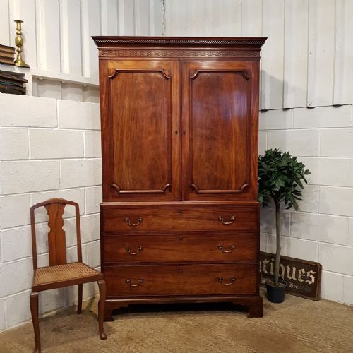 Antique Georgian Period Mahogany Linen Press C1780