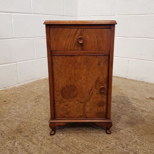 fig 1. ANTIQUE PAIR ART DECO BURR WALNUT BEDSIDE CABINETS C1920