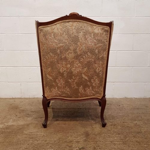 fig 1. ANTIQUE FRENCH WALNUT FRAMED WING BACK ARMCHAIR C1900
