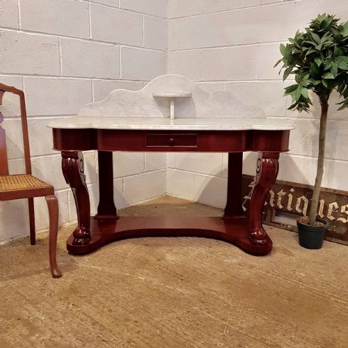 Antique Victorian Mahogany Marble Top Duchesse Washstand C1870