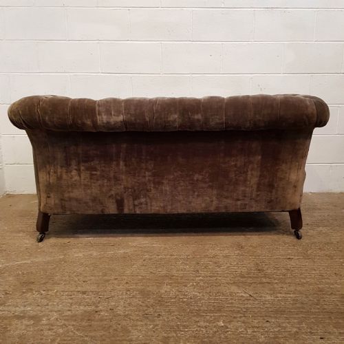 fig 2. ANTIQUE VICTORIAN TWO SEATER DROP ARM VELVET CHESTERFIELD SOFA C1880