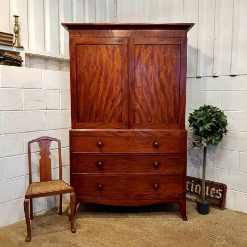 Antique Georgian Period Mahogany Clothes Press C1780