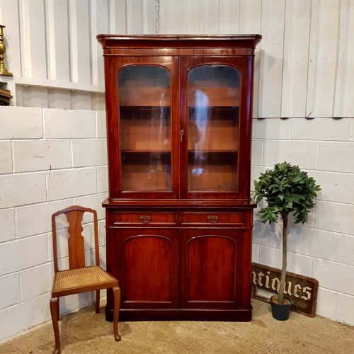 Antique Victorian Glazed Mahogany Library Bookcase C1880