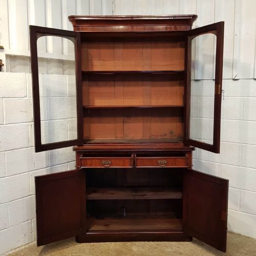 fig 2. ANTIQUE VICTORIAN GLAZED MAHOGANY LIBRARY BOOKCASE C1880