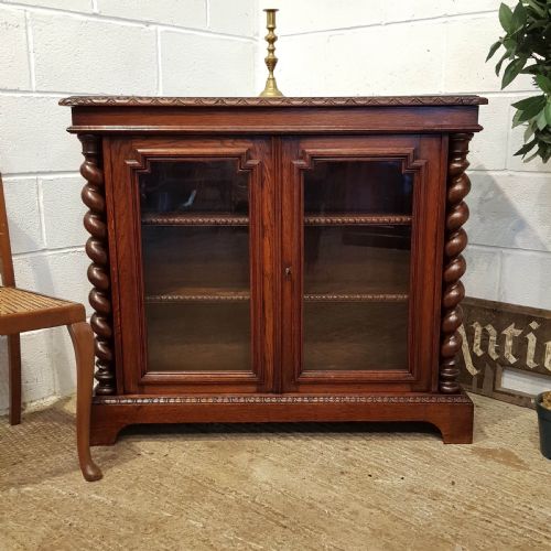 Antique Victorian Glazed Oak Bookcase Cabinet C1880
