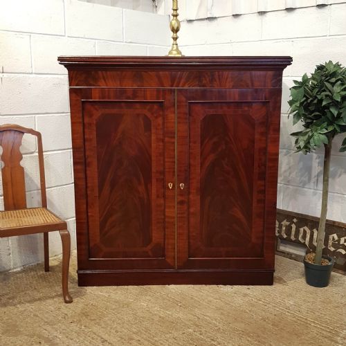 Antique Regency Flamed Mahogany Linen Cupboard C1820