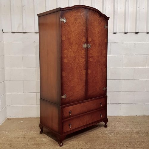 fig 2. ANTIQUE SMALL BURR WALNUT SINGLE WARDROBE COMPACTUM C1920