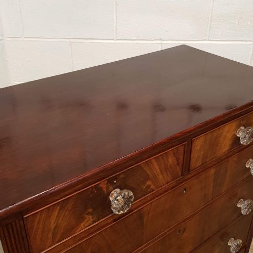 fig 1. ANTIQUE LATE 19TH CENTURY FLAMED MAHOGANY CHEST OF DRAWERS C1890