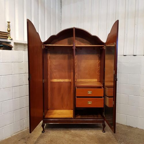 fig 1. ANTIQUE BURR WALNUT DOUBLE WARDROBE C1920