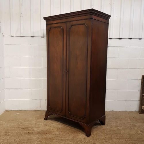 fig 1. ANTIQUE EDWARDIAN REGENCY MAHOGANY DOUBLE WARDROBE C1900