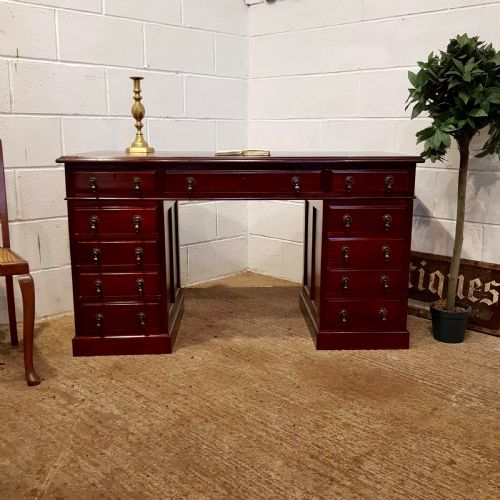 Antique Edwardian Mahogany Twin Pedestal Desk C1900