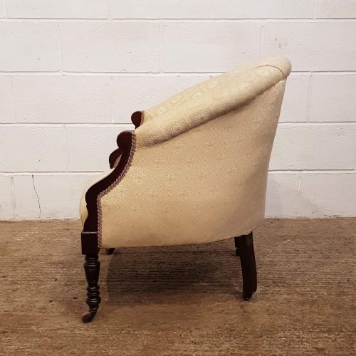 fig 1. PAIR ANTIQUE ART NOUVEAU INLAID TUB SALON CHAIRS C1890