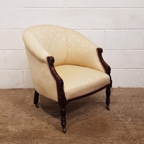 fig 2. PAIR ANTIQUE ART NOUVEAU INLAID TUB SALON CHAIRS C1890