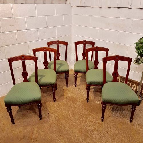 Antique Set Six Late Victorian Mahogany Dining Chairs C1890