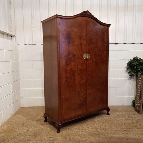 fig 1. ANIQUE BURR WALNUT DOUBLE WARDROBE C1920