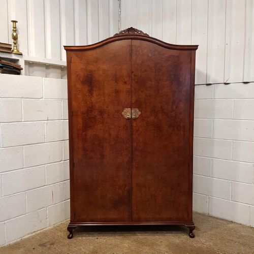 fig 2. ANIQUE BURR WALNUT DOUBLE WARDROBE C1920