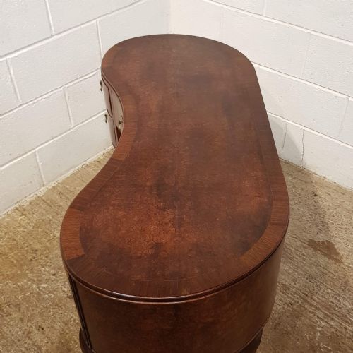 fig 2. ANTIQUE BURR WALNUT KIDNEY SHAPED DRESSING TABLE & STOOL C1920