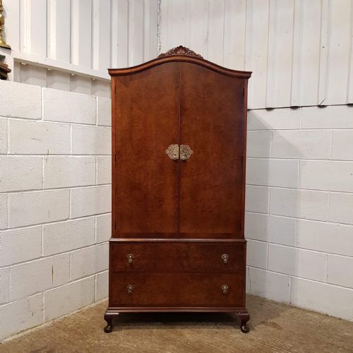 fig 2. ANTIQUE BURR WALNUT QUEEN ANNE SMALL WARDROBE C1920