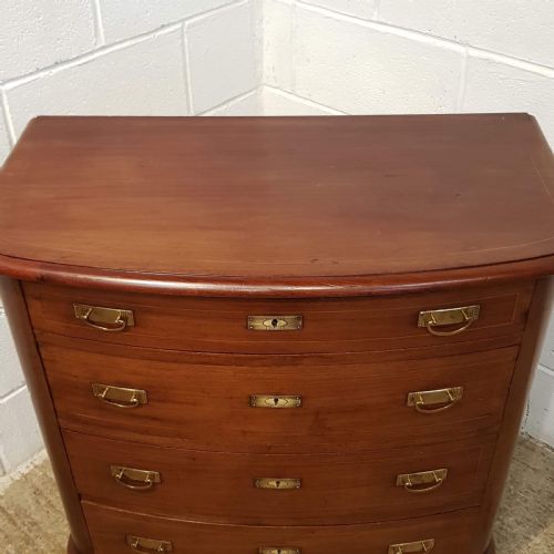 fig 1. ANTIQUE LATE 19TH CENTURY FLEMISH MAHOGANY BOW FRONT CHEST OF DRAWERS C1890