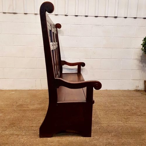 fig 1. ANTIQUE GEORGIAN PERIOD JOINED OAK HIGH BACK SETTLE BENCH C1780