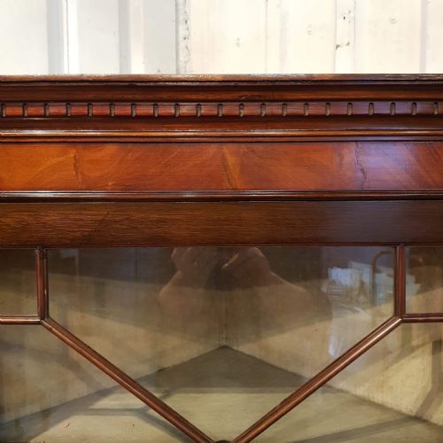 fig 1. ANTIQUE LATE VICTORIAN TALL MAHOGANY ASTRAGAL GLAZED CORNER CABINET C1890