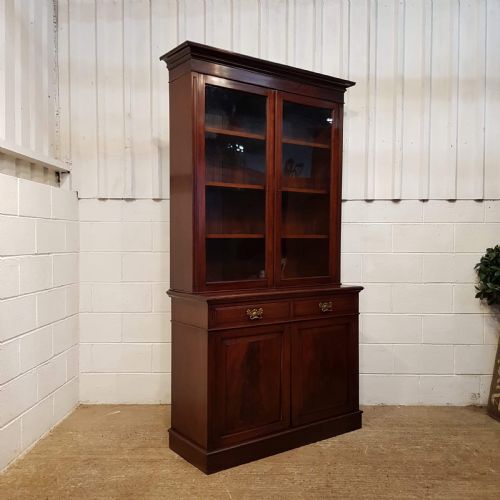 fig 1. ANTIQUE LATE VICTORIAN MAHOGANY LIBRARY BOOKCASE C1890