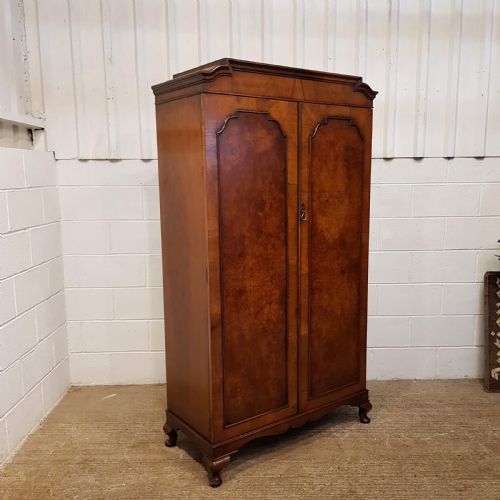fig 1. ANTIQUE BURR WALNUT DOUBLE WARDROBE C1920