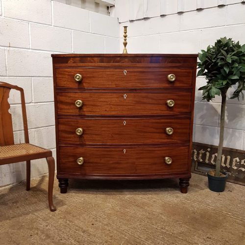Antique Regency Mahogany Bow Front Chest of Drawers C1820