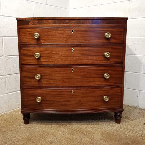 fig 2. ANTIQUE REGENCY MAHOGANY BOW FRONT CHEST OF DRAWERS C1820